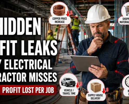 Electrical contractor reviewing project costs to identify hidden profit leaks