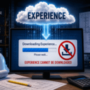 A computer screen showing a download progress bar labeled 'Experience' and a message stating 'Experience cannot be downloaded'.