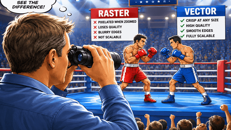 Comparison of raster vs. vector graphics
